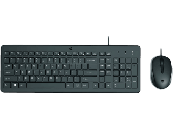Pack Teclado + Ratón - HP HP150, USB-A, Indicadores LED, Recorrido de teclas de perfil bajo, Negro
