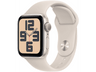 APPLE Watch SE (2023), GPS, 40 mm, Caja de aluminio blanco estrella, Vidrio delantero Ion-X, Talla S/M, Correa deportiva blanco estrella