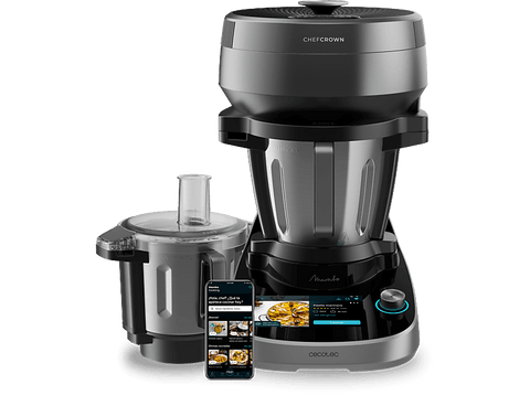 Robot de cocina - Cecotec Mambo CooKing Total Gourmet, 2200W, 4.5 l, 45 Funciones, 1000 recetas, Dispensador, Panel táctil, Autolimpieza, Wi-Fi, Inox