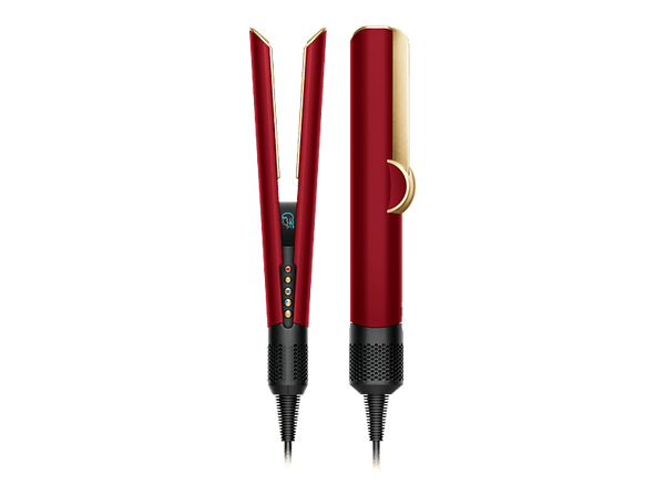 Plancha de pelo - Dyson Airstrait™, Alisado Mojado a Seco, 1600W, 3 Niveles temperatura, 3 Niveles potencia, Red Velvet/Gold