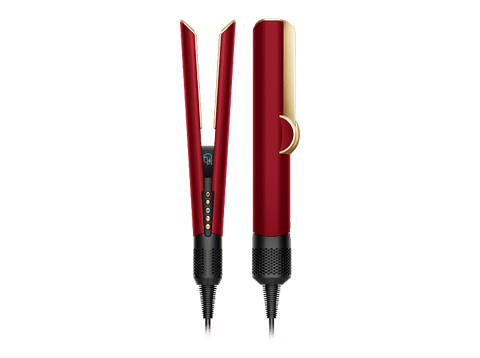 Plancha de pelo - Dyson Airstrait™, Alisado Mojado a Seco, 1600W, 3 Niveles temperatura, 3 Niveles potencia, Red Velvet/Gold