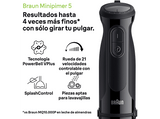 Batidora de mano - Braun MultiQuick 5 MQ50202MBK, 1000 W, 0.6 l, SplashControl, 3 accesorios, Picadora, Negro
