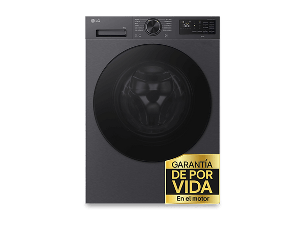 Lavadora carga frontal - LG F4X5009TBB, 9 kg, 1400 rpm, 12 programas, TurboWash 360º, Clase A-40%, Acero Grafito Mate