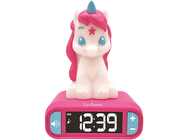 Despertador - Lexibook Unicornio, Pantalla LCD Retroiluminada, 6 Tonos, Rosa