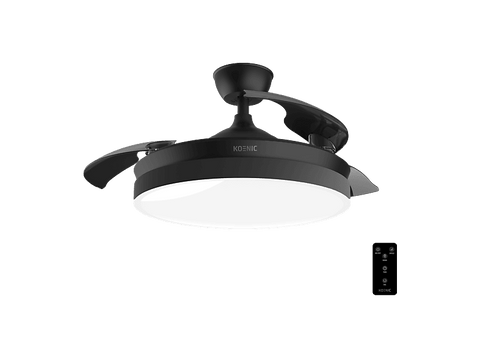 Ventilador de techo - KOENIC KCF 4226 ES Ceiling fan, Luz LED, motor DC 35 W, Mando a distancia, 6 velocidades, Modo brisa, Invierno y verano, Negro