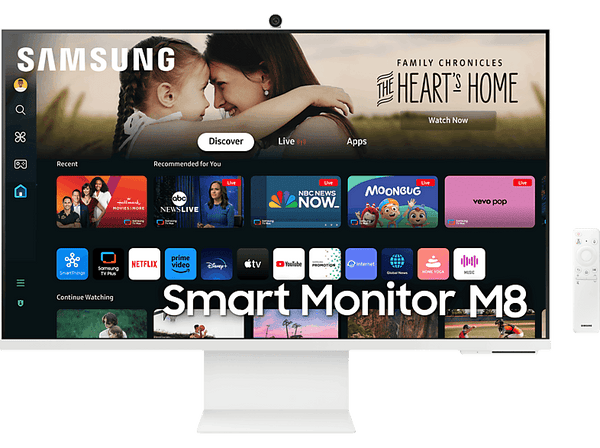 Monitor - Samsung Smart M8 LS32DM801UUXEN, 32", UHD 4K, 4 ms, 60 Hz, WiFi, Bluetooth, Blanco