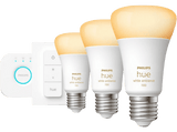 Kit de iluminación - Philips Hue Kit de inicio E27, 8W, Luz Blanca Fría a Cálida,3 bombillas LED + Interruptor + Hue Bridge