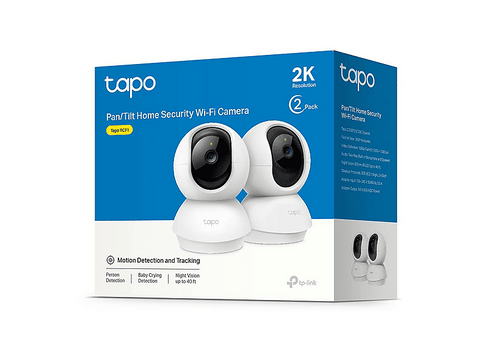 Cámara de vigilancia IP - TP-Link TC71, 2K 3MP (2304 x 1296 px), Visión nocturna, Audio Bidireccional y Cancelación de Ruido, Pack de 2, Blanco