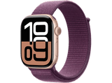 Apple Watch Series 10 (2024), GPS, 46 mm, Gesto de doble toque, Caja de aluminio Oro rosa, Correa Loop deportiva Ciruela