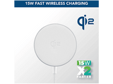 Cargador móvil inalámbrico - CellularLine MAG Qi2, Pad magnético de carga rápida, Compatible con MagSafe, 15 W, Universal, Blanco