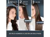 Plancha de pelo - Rowenta Air KeraStraight, Plancha secador, 3 en 1, Alisado mojado a seco, Air Keratin, 6 temperaturas, 80 °C a 210 °C, Azul