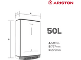 Ariston Velis Tech Dry Wifi 50, 1500 W, 8 bar, 50 l, Multiposición, Gris - Termo eléctrico