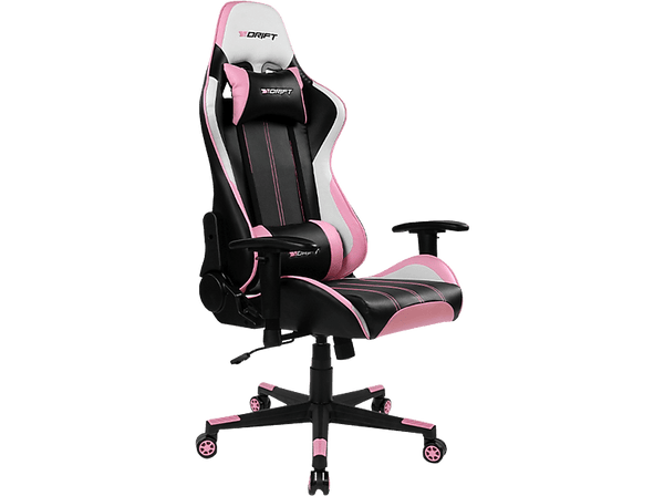 Silla gaming - Drift DR175, 2D (regulable en altura y anchura), Poliuretano, 150kg, Giratorio, Negro y Rosa