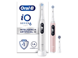 Cepillo eléctrico - Oral-B iO 6S, Pack doble, 5 modos, Pantalla interactiva, Sensor de presión, Blanco y rosa