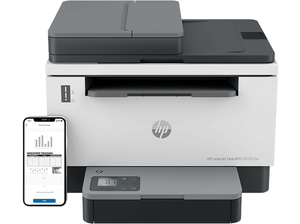 Impresora multifunción - HP LaserJet Tank 2604sdw, B&W, WiFi, 22 ppm, Negro