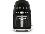 Cafetera de goteo - Smeg DCF02BLEU, 50's Style, 1050 W, 10 tazas, 1.4 l, 8 funciones, Filtro permanente, Negro