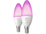 Bombilla inteligente - Philips Hue B39 E14, Luz Blanca y de Colores, 3W, Compatible con asistentes, 2 unidades