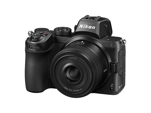 Cámara EVIL - Nikon Z5 + Objetivo 40mm, 24.3 megapixel, Pantalla de 8 cm Táctil Abatible, Sensor CMOS Full Frame, Negro