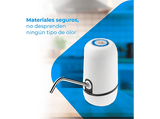 Dispensador de agua - NK Waterdis, Tubo acero inoxidable, USB, 1200mAh, Para botellas de hasta 18.9 l, Blanco