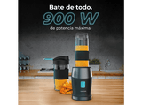 Batidora de vaso - Cecotec Power Titanium 900 ProGo, 900W, 2 vasos portátiles de 570 ml, 4 cuchillas de titanio, Asa de silicona, Pica hielo, Negro