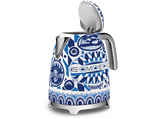 Hervidor de agua - Smeg Blu Mediterraneo D&G, 2400 W, 1.7 l, Indicador de nivel de agua, Inox, 50's Style
