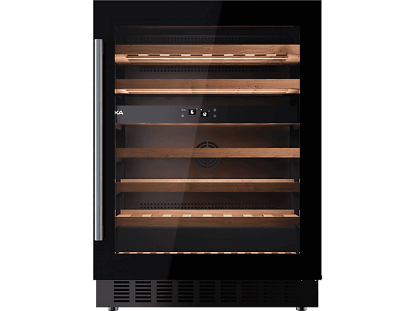 Vinoteca - Teka RVU 20046 GBK, Cíclico, 46 Botellas, 6 Estantes, Puerta Reversible, Iluminación interior, Negro