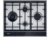 Placa gas - Haier Series 4 HAHG6D5TX, 4 Quemadores, Gas natural, Zona grande 13.8cm, Rejillas hierro fundido, Preciflame, 60 cm, Inox