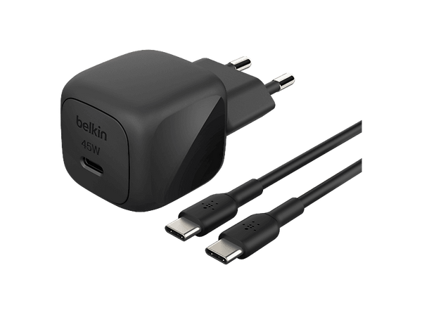 Cargador de pared - Belkin BBC025, 45W, Compacto, Negro