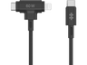 Cable adaptador - Hyper Juice, USB-C a USB-C+Lightning, Universal, Silicona, 60W, Negro