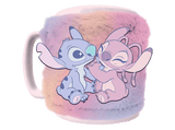 Taza - Sherwood Stitch y Ángel de Lilo & Stitch, Con cubre taza peludo