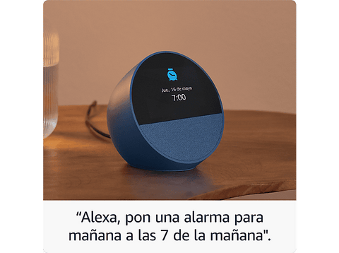 Reloj despertador inteligente - Amazon Echo Spot (modelo 2024), Sonido de calidad y Alexa, Blanco