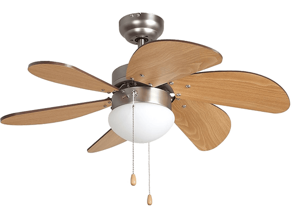 Ventilador de techo con luz - Orbegozo CP 15075 N, 50 W, 3 velocidades, 6 aspas de madera, Opción lámpara