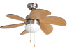 Ventilador de techo con luz - Orbegozo CP 15075 N, 50 W, 3 velocidades, 6 aspas de madera, Opción lámpara