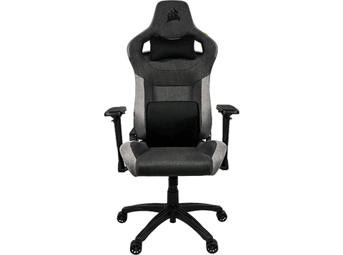 Silla gaming - Corsair T3 Rush, Reposacabezas 4D, Espalda inclinable, Hasta 120 kg, Almohadilla incluida, Negro