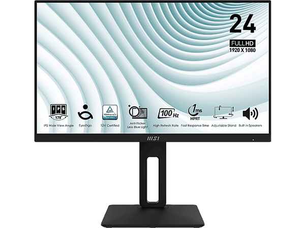 Monitor - MSI PRO MP242AP, 23.8" Full-HD, 4 ms GtG, 1 ms MPRT, 100 Hz, Altura Ajustable, Negro