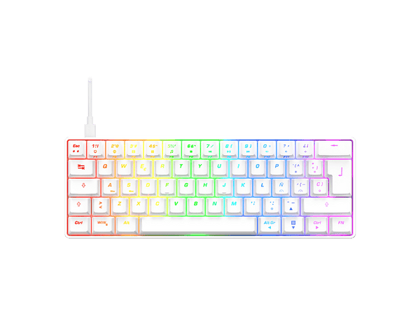 Teclado gaming - ISY IGK-5100-WT-ES, Mini RGB, Mecánico, Cable, Teclas iluminadas, Blanco