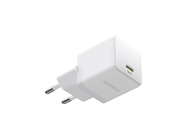 Cargador de pared - Baseus PALM, 30W, Kit con cable 60W y 100 cm, Carga ultrarrápida, Control de temperatura, Universal, Blanco