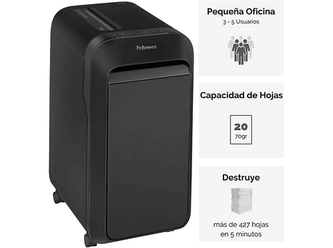 Destructora de papel - Fellowes LX221, Microcorte 2X12, Negro