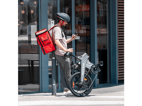 Bicicleta urbana - smartGyro Nimbus, Eléctrica, Plegable, Potencia Nominal 250W, Velocidad 25 km/h, 60 km, IPX4, Gris