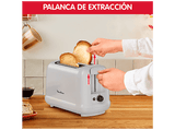 Tostadora - Moulinex Simpleo LT160B, 850 W, 2 ranuras, 7 niveles tostado, Palanca de elevación, Bandeja recogemigas, Modo descongelar, Marfil