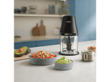 Mini picadora - Philips Picadora 3000 450W 1L HR1501/00, Recipiente de 1 l, Tecnología PowerChop, Acero inoxidable extraíbles, Negro
