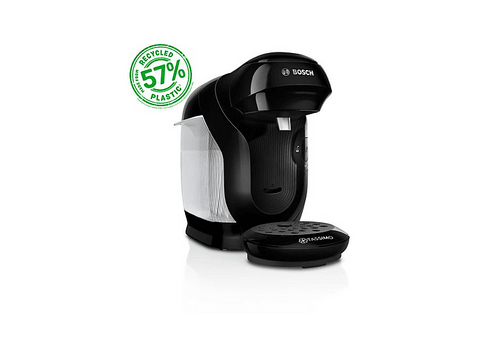 Cafetera de cápsulas - Bosch Tassimo Style TAS112EC, 3.3 bar, 0.7 l, 1.400 W, Intellibrew, Tamaño Compacto, Pack de Café de Regalo, Negro