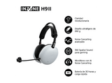Auriculares gaming - Sony INZONE H9 II, Inalámbricos, Noise Cancelling, Fnatic, Micrófono, IA, 30h, Bluetooth/LE/2,4 GHz, Ligeros, PC, WHG910N, Blanco
