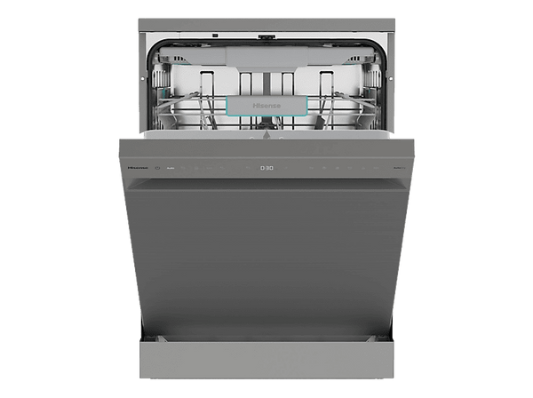 Lavavajillas - Hisense HS663A90XUK, 16 servicios, 8 programas, 60 cm, Tecnología Inverter, Secado Extra, Tercera Bandeja, Acero inoxidable