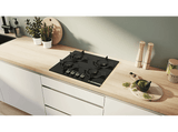 Placa de gas - Bosch PPP6A6I10, 4 zonas, 26 cm Zona grande, Gas natural, 59 cm, Negro