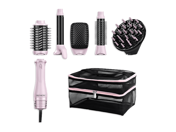 Moldeador - Revlon One-Step Titanium Rosa Multi Air Styler 5 en 1, Tecnología iónica, 4 Ajustes de Temperatura, Rosa/Negro