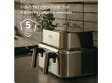 Freidora de aire - Cosori Iconic Dual, 8.6 l, 2700 V, 30 °C - 230 °C, Dual-Zone, Plata