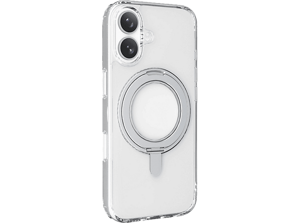 Funda móvil - CellularLine SPIN MAG, Para iPhone 17, Con soporte de anillo giratorio, Compatible con el ecosistema Magsafe, Transparente