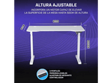 Mesa gaming - Newskill Belenor PRO, MFD + Metal, Ajustable en Altura 72-122 cm, Soporte Auriculares, Blanco