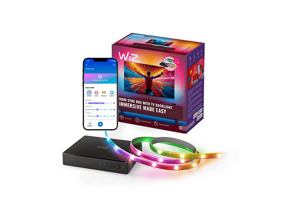 Tira LED - WiZ HDMI Sync Box con retroiluminación, Para TV de 75"-85", WiFi: Wireless G, Google o Alexa, Negro